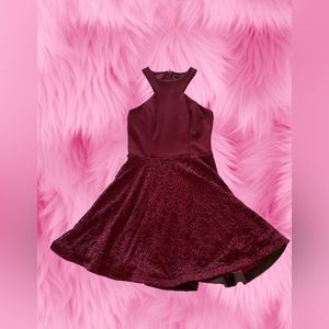 B. Darlin dark garnet halter dress